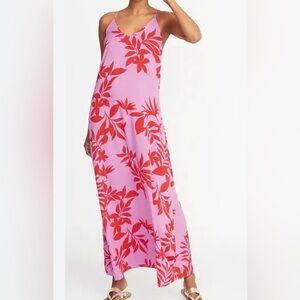 Old Navy Pink and Red Floral Maxi Dress